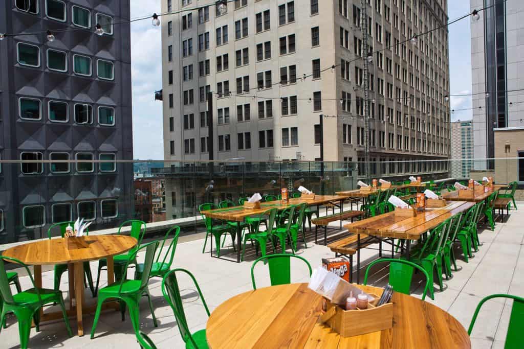 Biergarten is one of the restaurants with rooftop seating In Pittsburgh. 