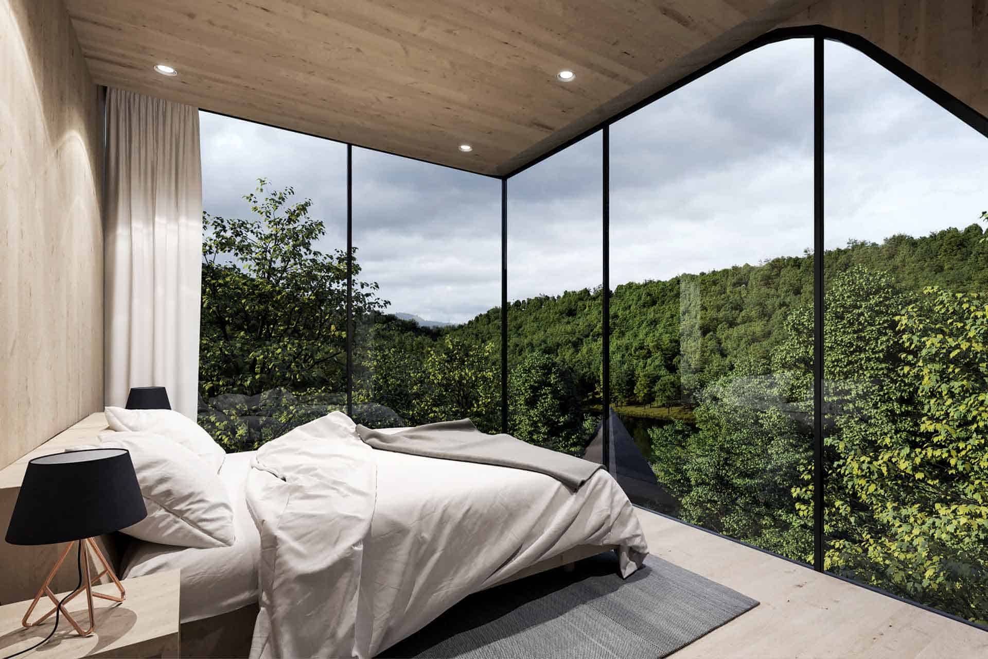 Illustration of Luxury Eco-Friendly Homes With Private Tree Houses