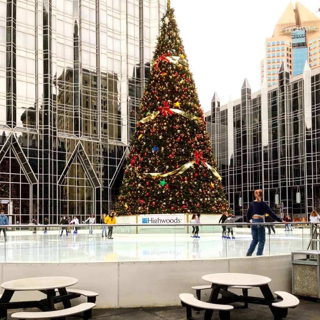 The Rink at PPG Place is one of the outdoor ice skating rinks near Pittsburgh. 